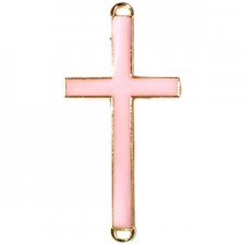 Metal connector charm Cross 46x23mm Gold - light pink